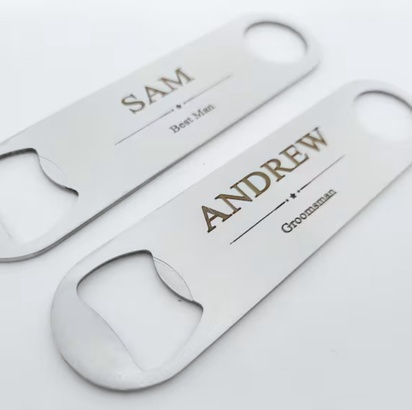 Stainless Steel Flat Bottle Opener White