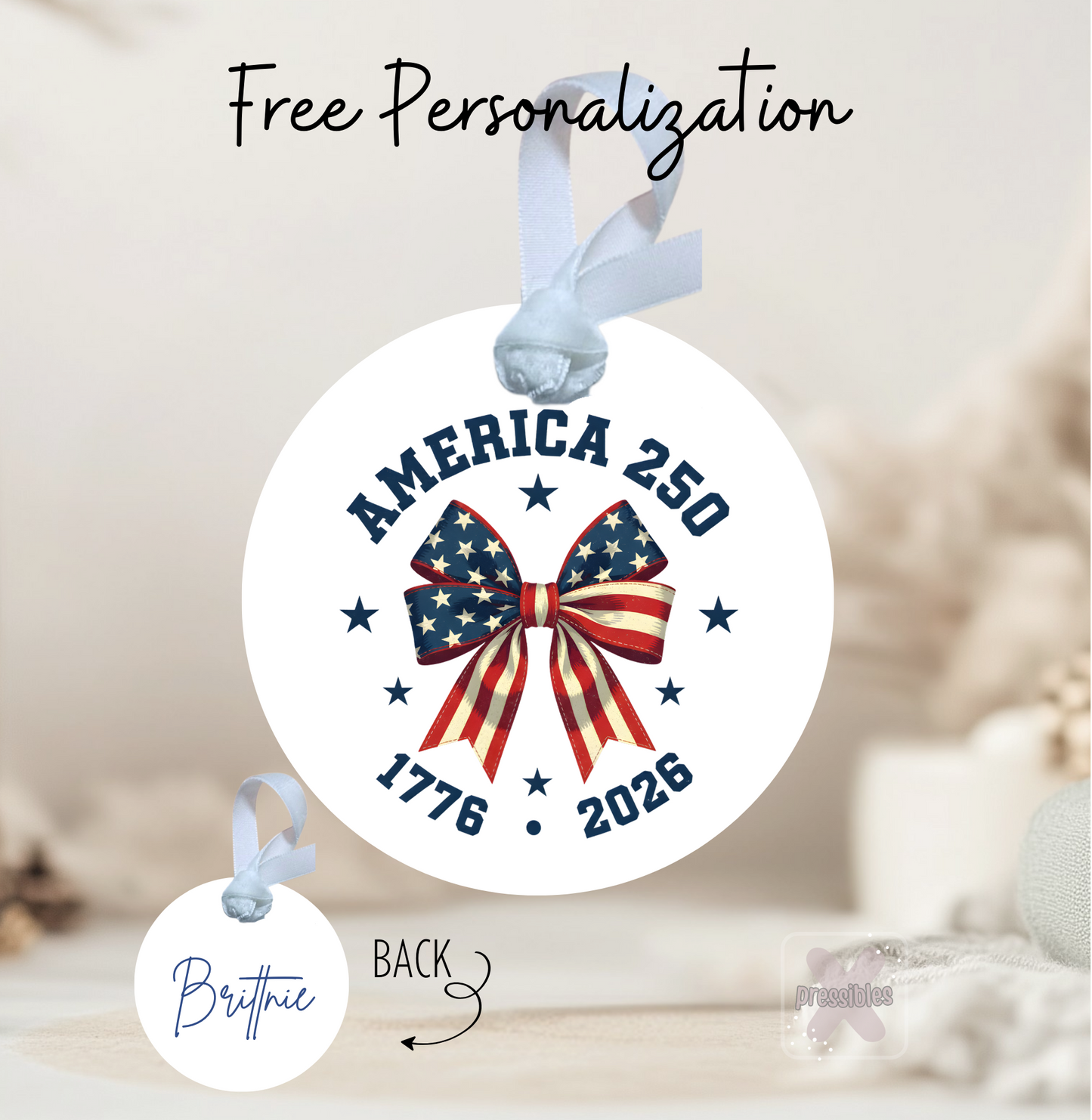 America 250th Birthday Personalized Keepsake Ornament