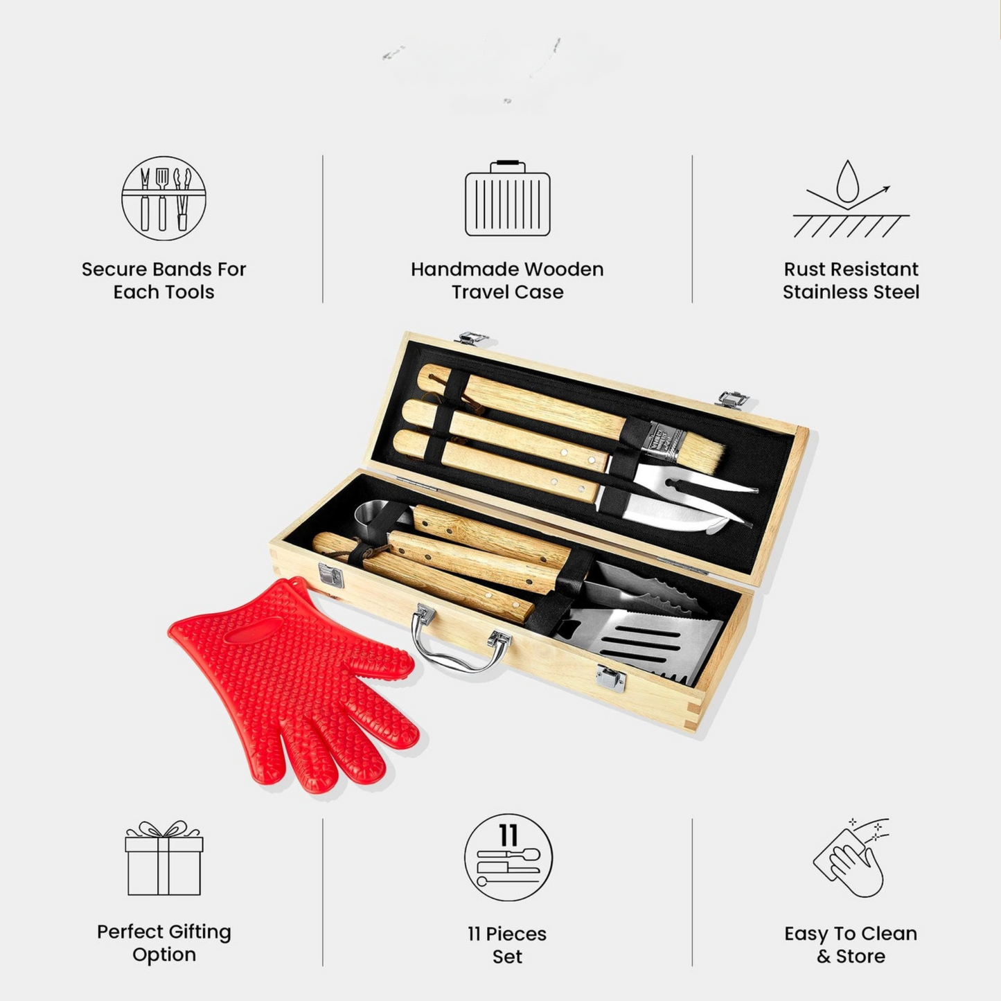 BBQ Grill Set with Case 11 Pieces