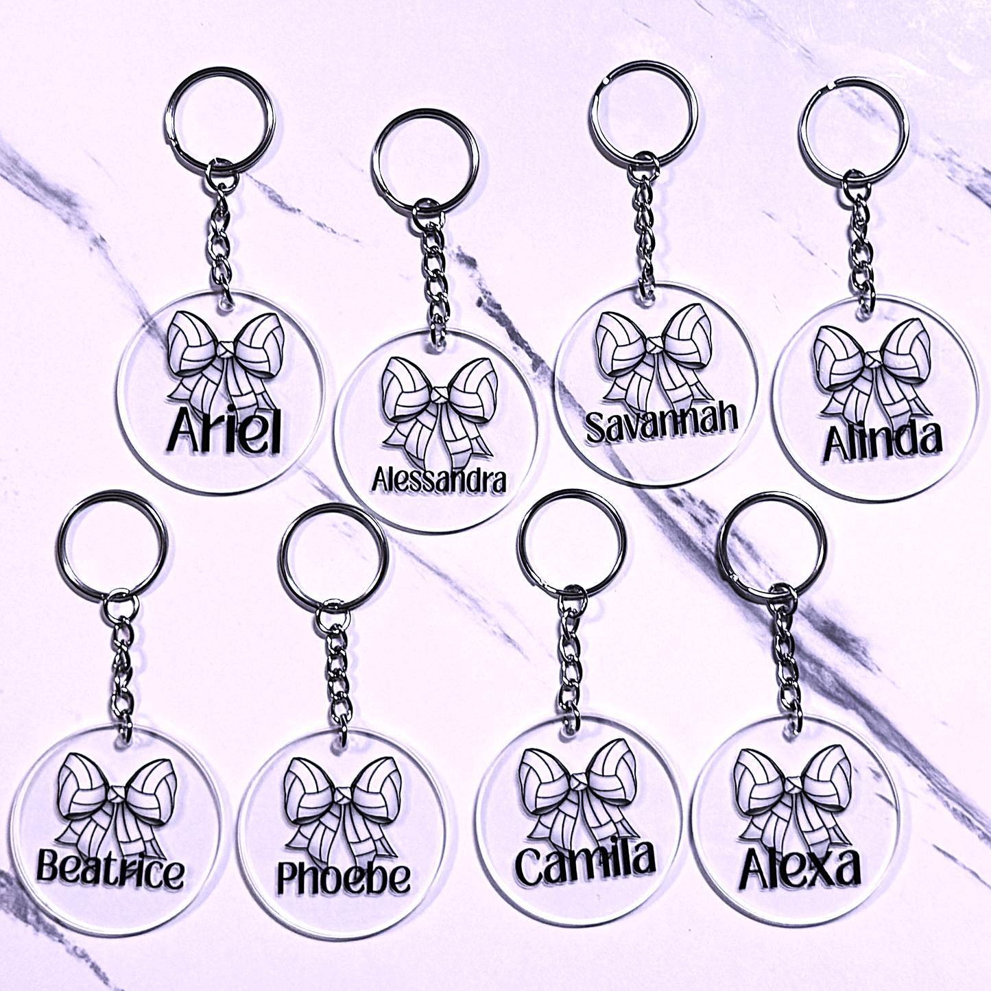 Volleyball Coquette Bow Personalized Keychains