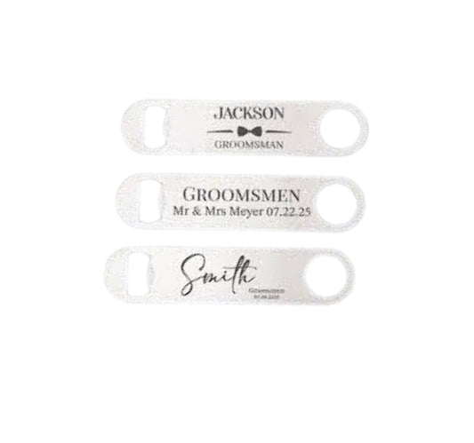 Stainless Steel Flat Bottle Opener White