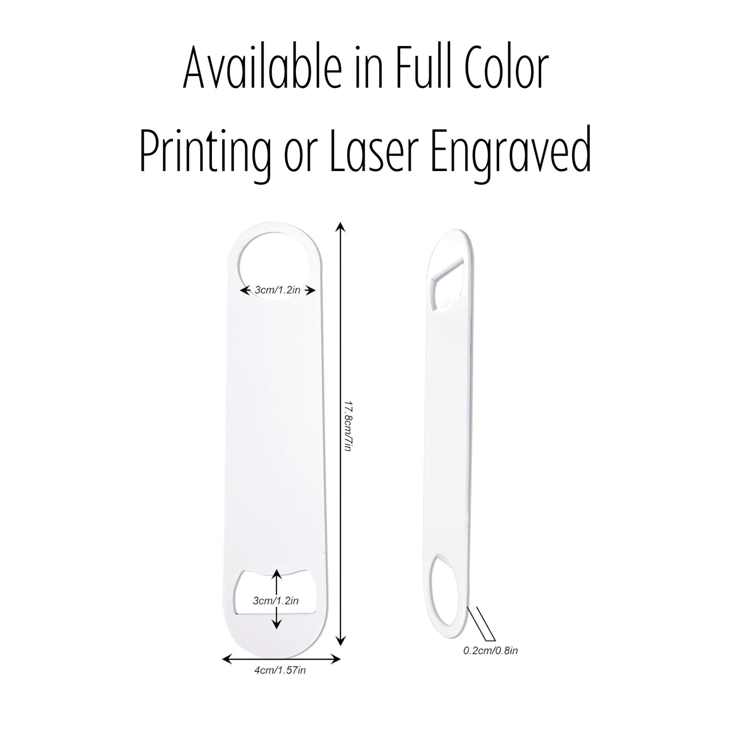 Stainless Steel Flat Bottle Opener White