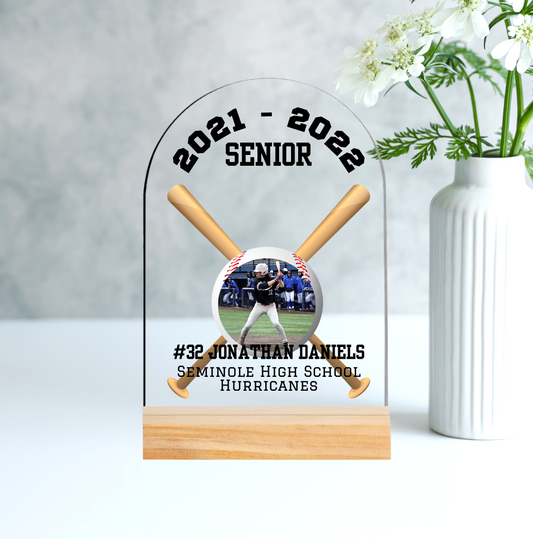 Baseball Picture Acrylic Sign Sports Keepsake Personalized Athlete Award Team Gift