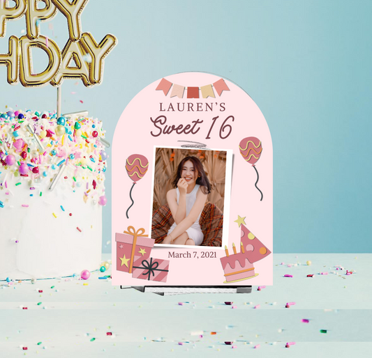 Sweet 16 Birthday Photo Sign / Cake Topper