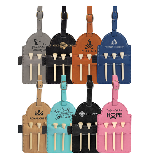 Personalized Golf Bag Tag with 3 Wooden Tee Set