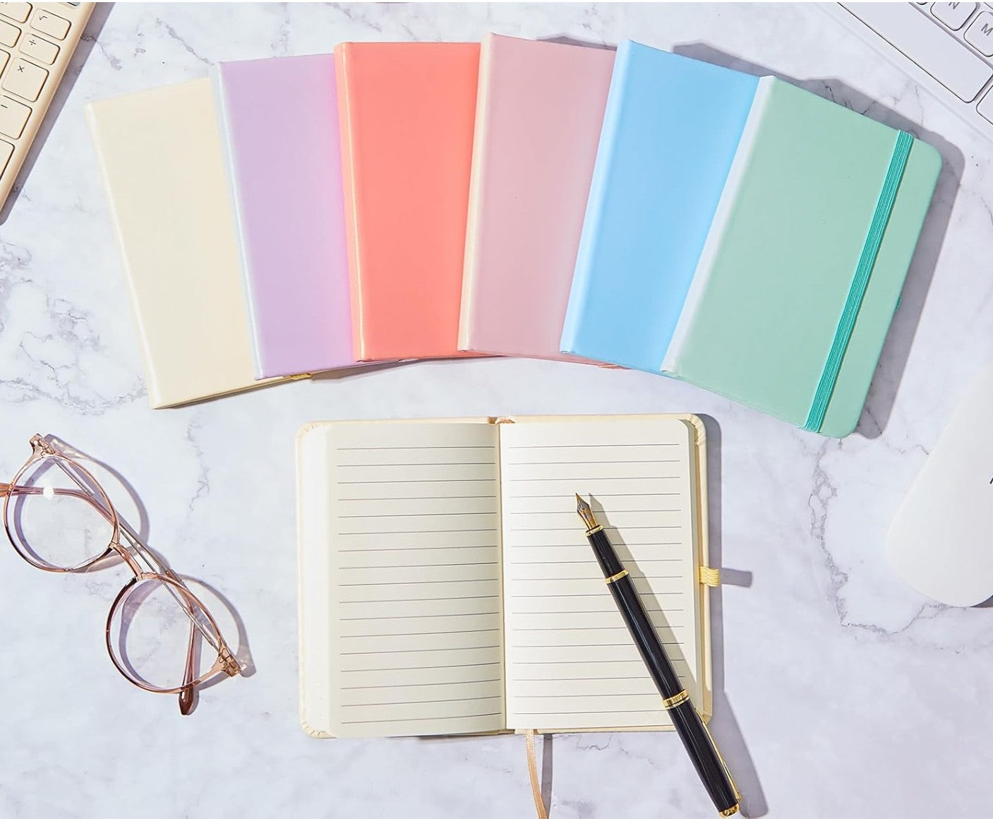 Personalized Hard Cover Mini Journal A6 Light Pastels
