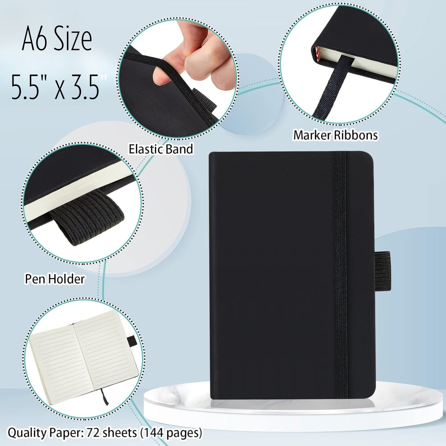 Personalized Hard Cover Mini Journal A6 Assorted Colors