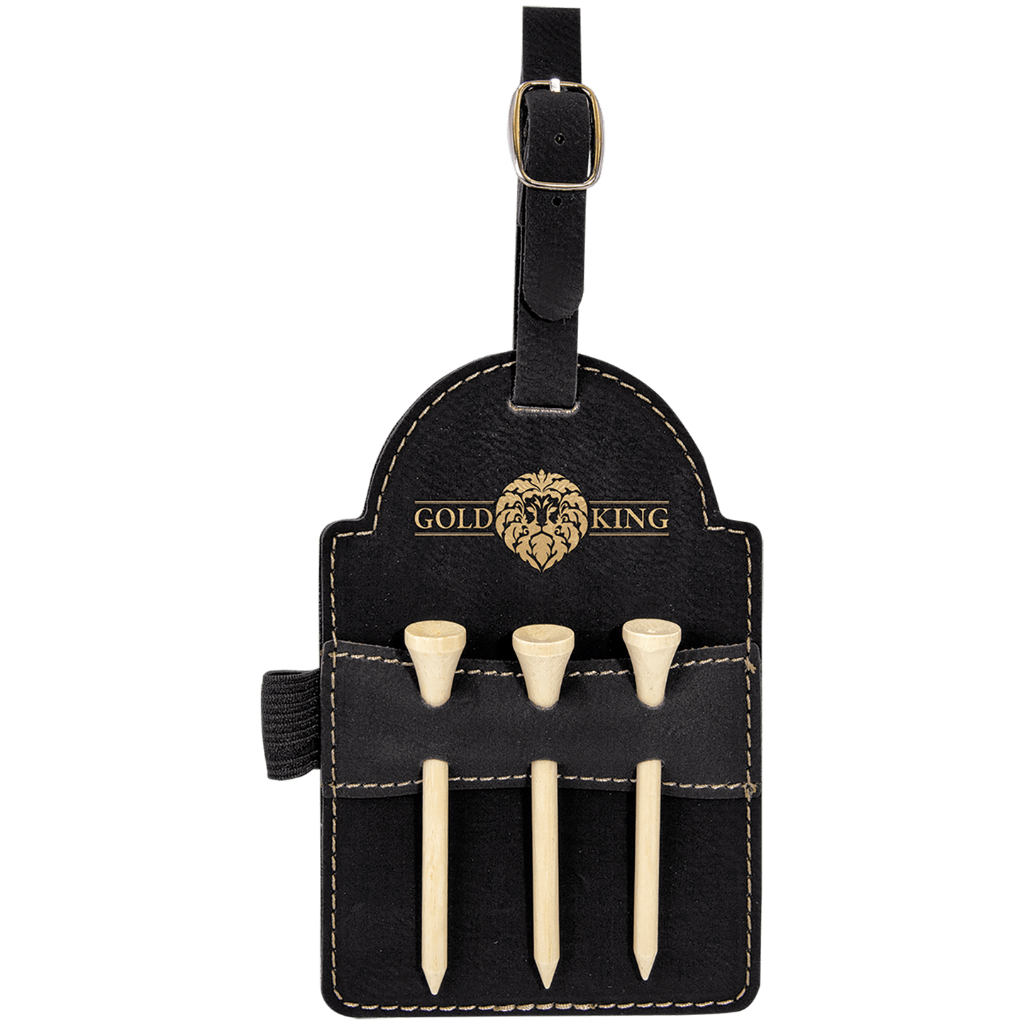 Personalized Golf Bag Tag with 3 Wooden Tee Set