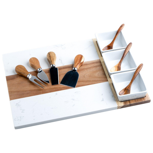Personalized Marble Charcuterie Board - 11 Piece Set