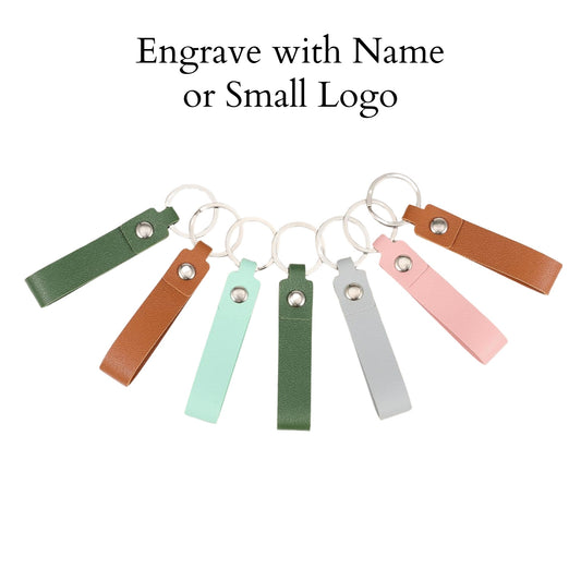 Engraved Leather Keychain Neutrals