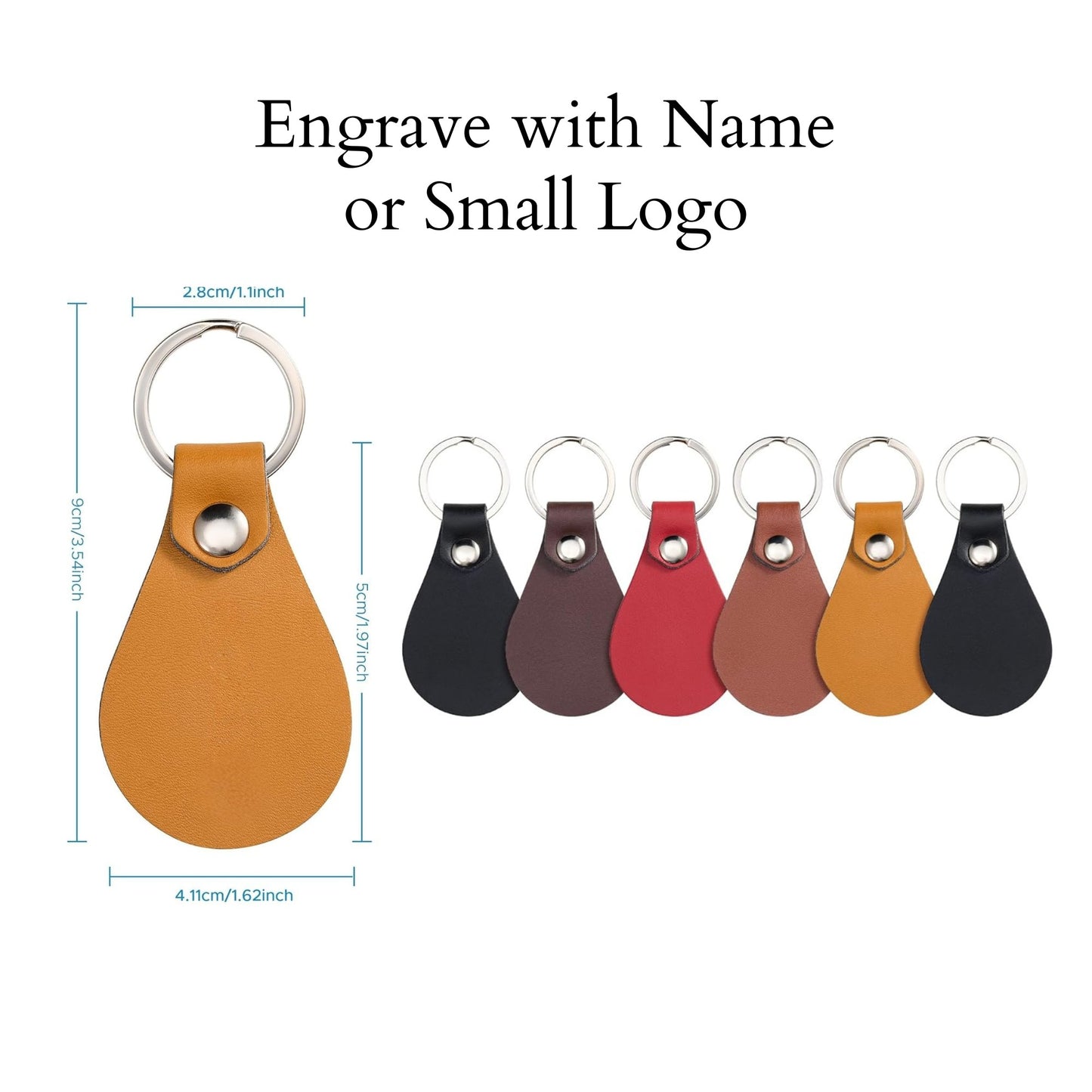 Engraved Leather Keychain Deep Neutrals