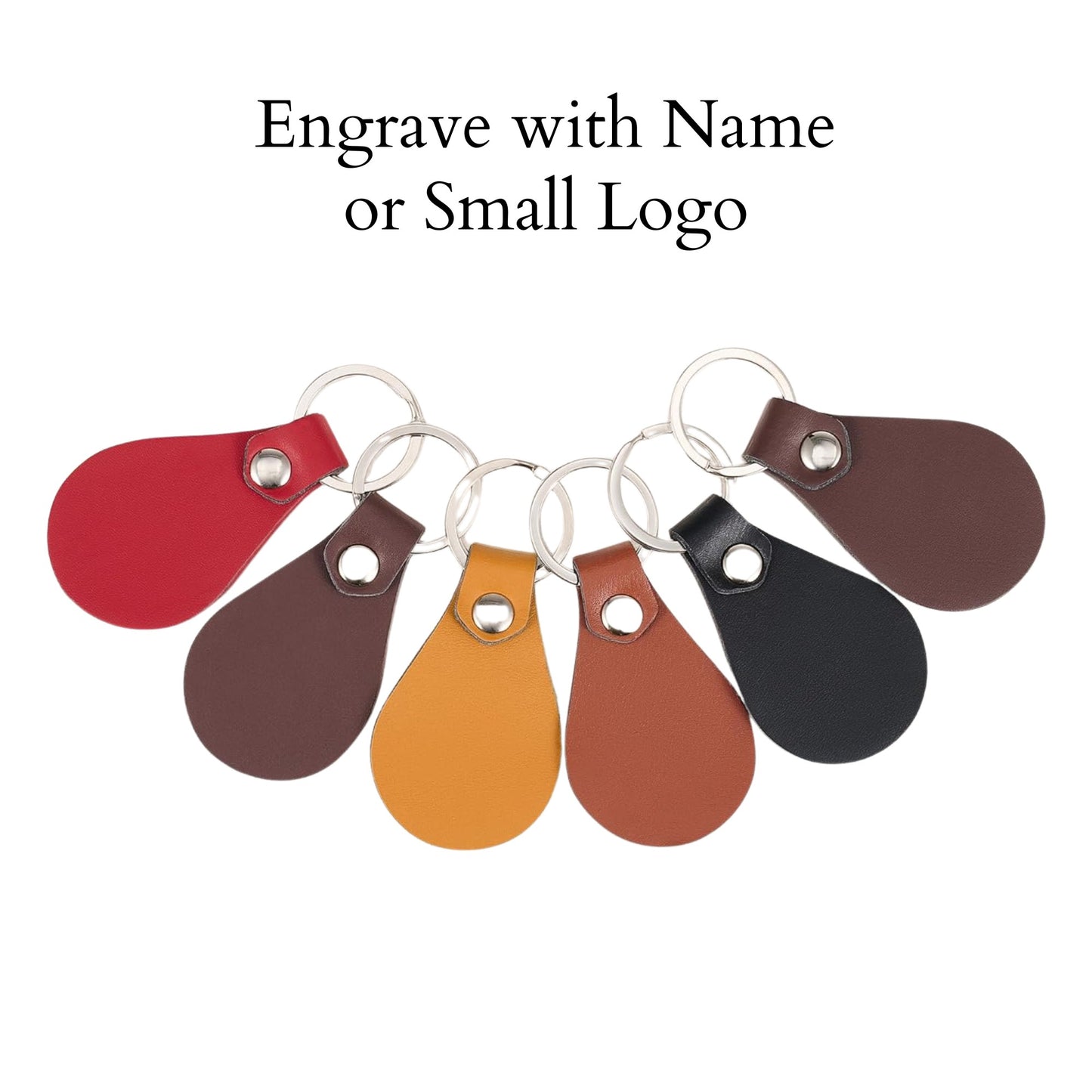 Engraved Leather Keychain Deep Neutrals