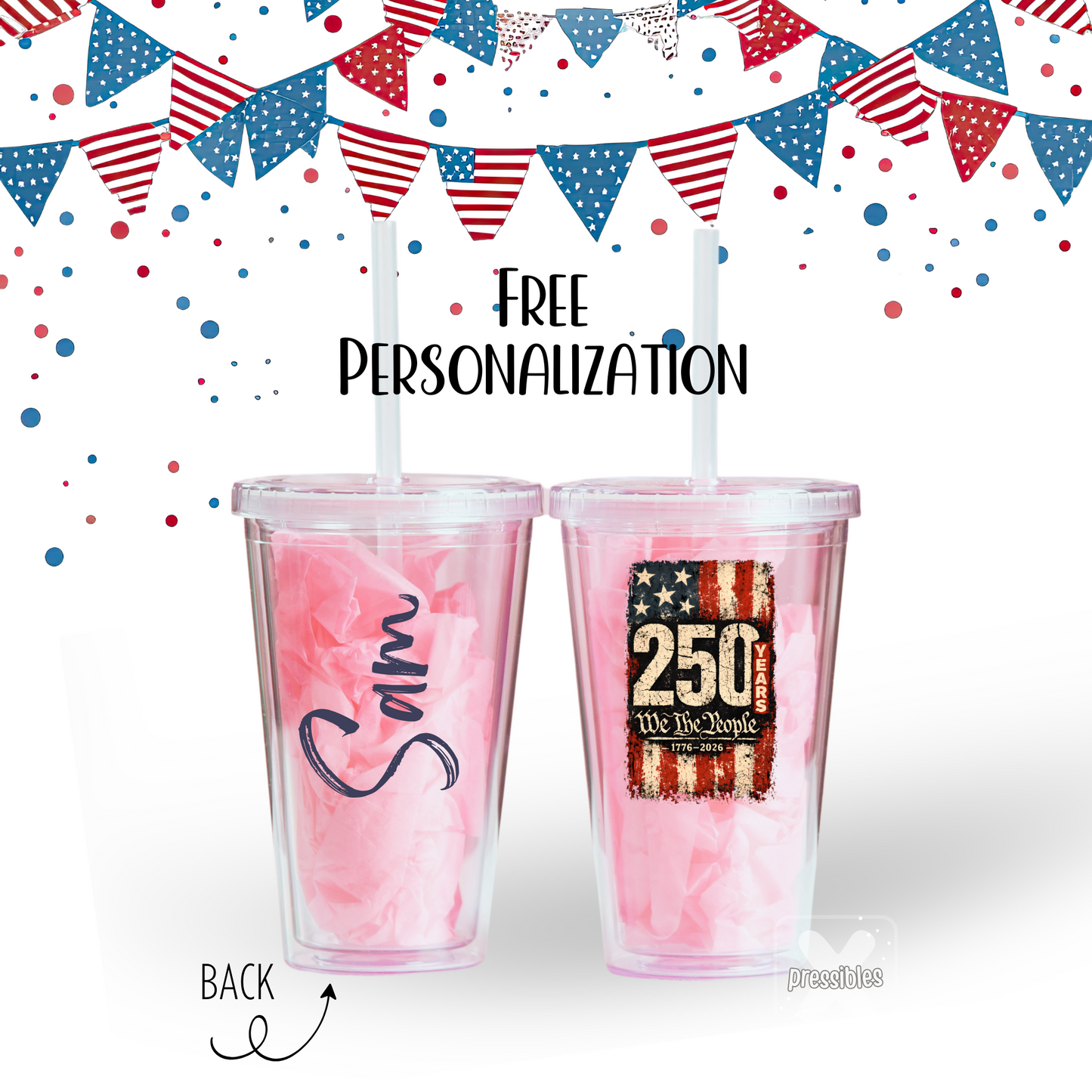 America 250th Personalized Tumbler USA Birthday Gift