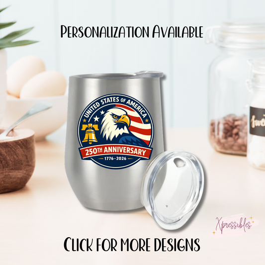 USA 250th Stainless Steel Tumbler Gift – Custom America 1776–2026 Patriotic Keepsake