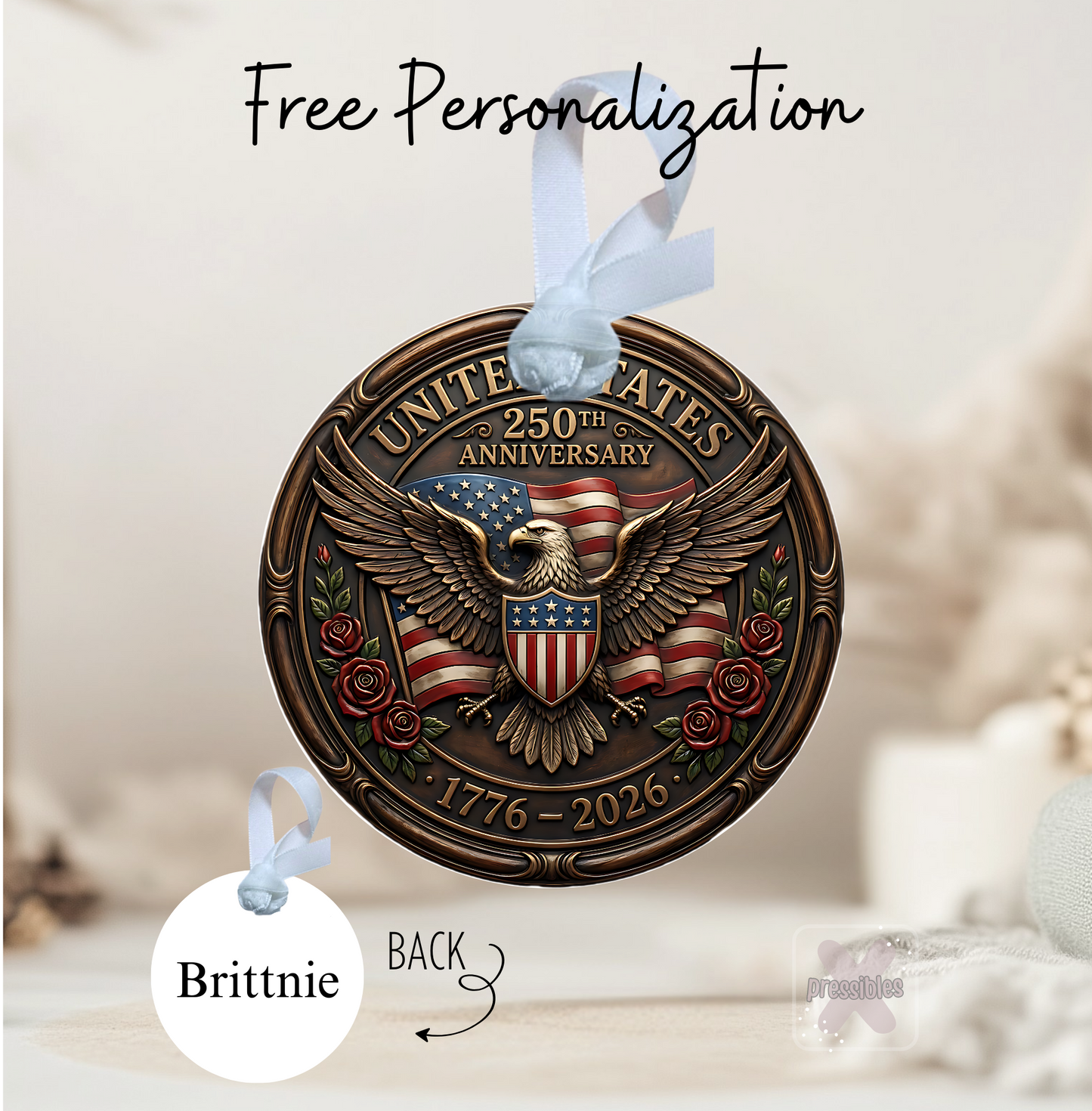 America 250th Birthday Personalized Keepsake Ornament