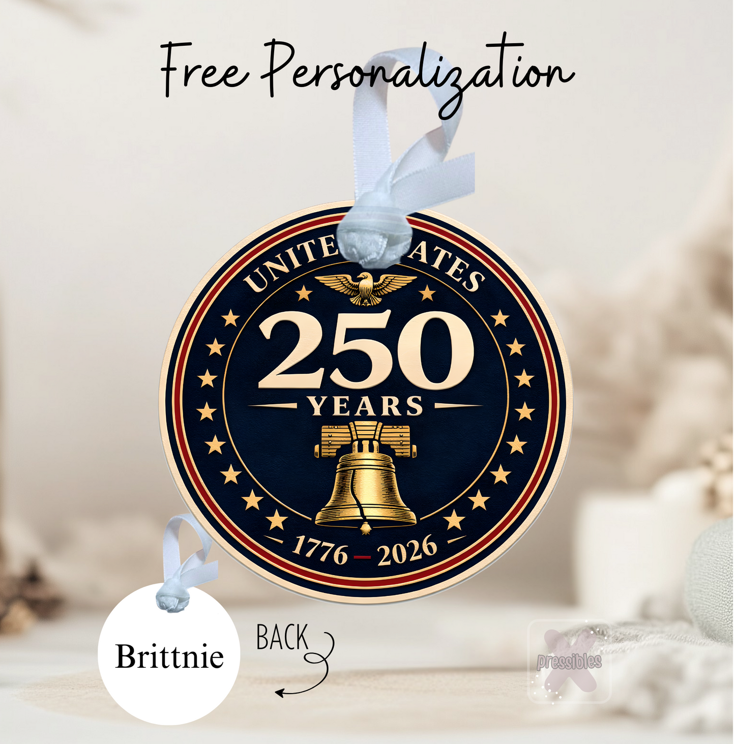 America 250th Birthday Personalized Keepsake Ornament