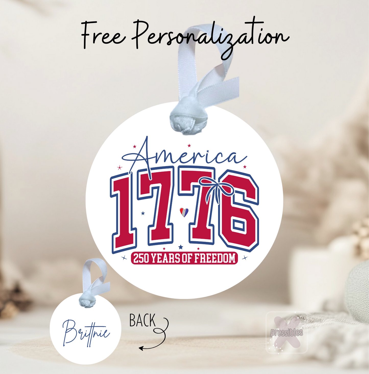 America 250th Birthday Personalized Keepsake Ornament