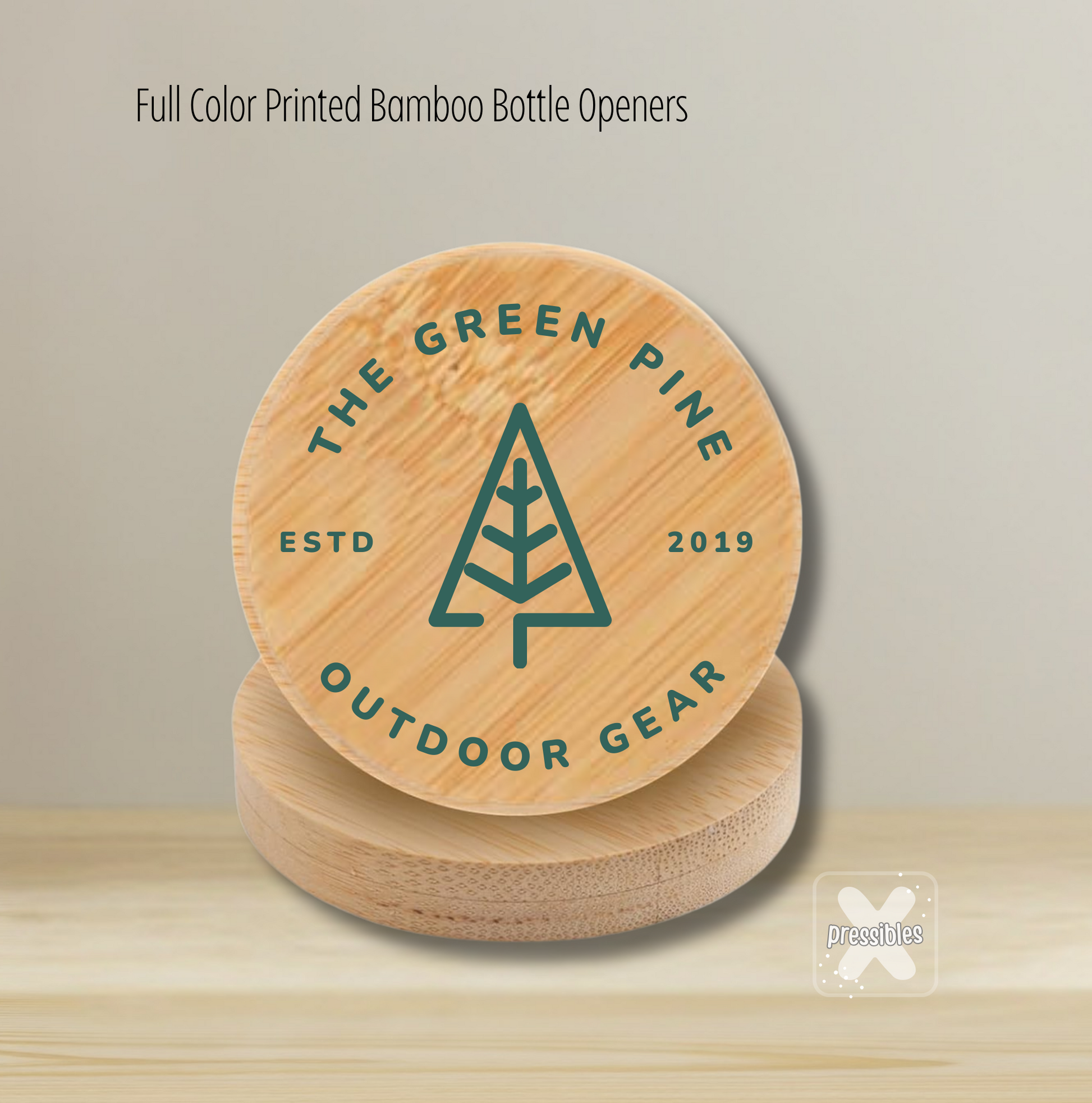 Round Bamboo Magnetic Bottle Opener