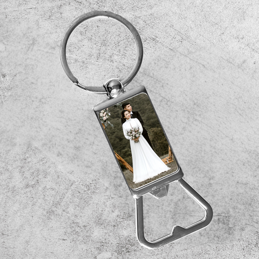 Personalized Wedding Favor Keychain Bottle Opener