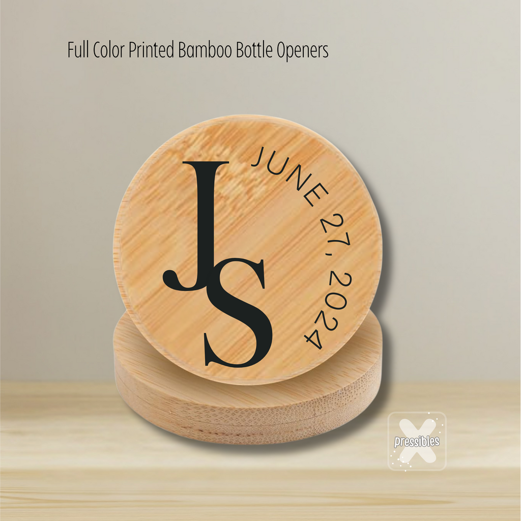 Round Bamboo Magnetic Bottle Opener