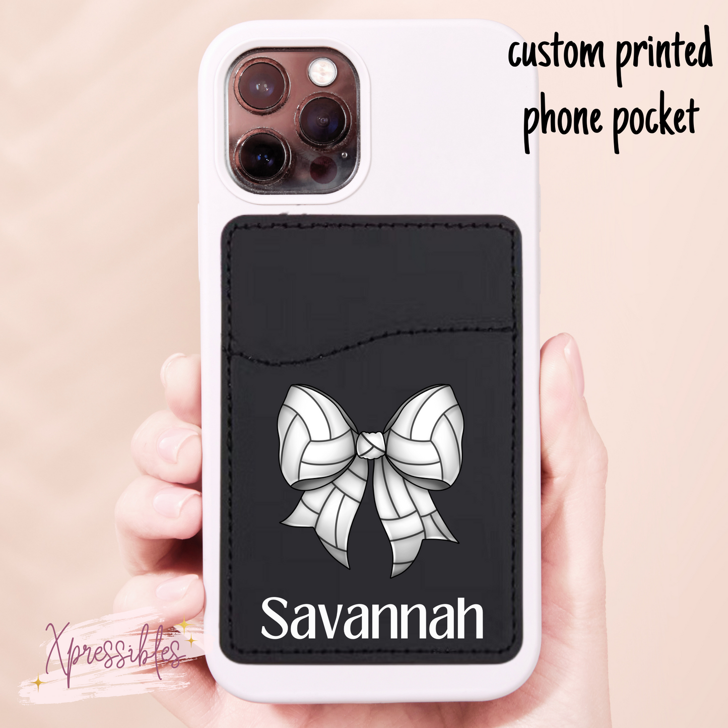 Coquette Sports Bow Personalized Phone Pocket Wallet