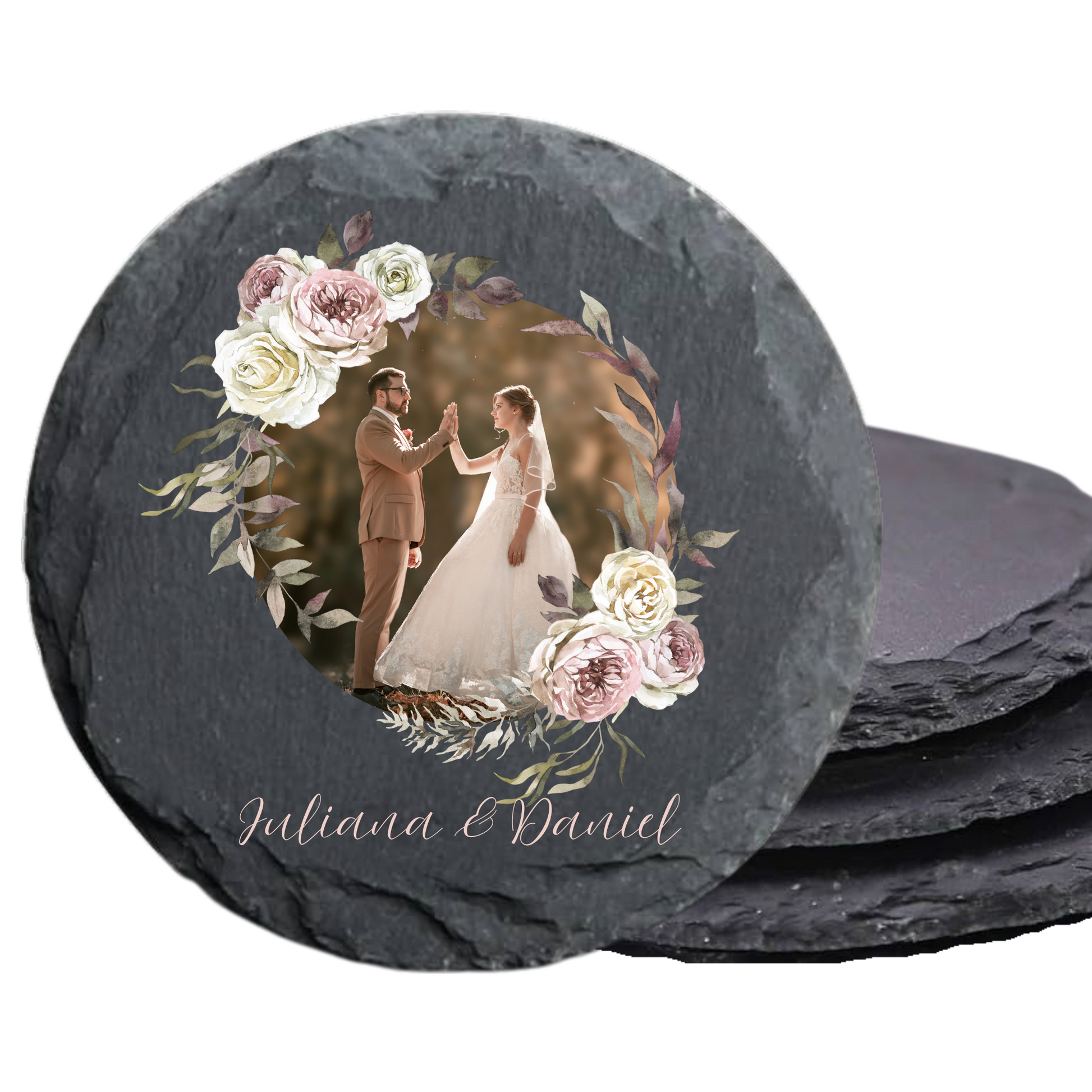 Round Natural Slate Coaster