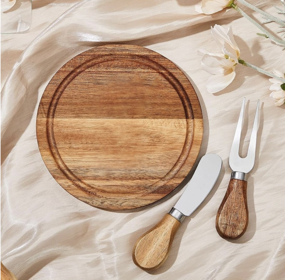 Individual Charcuterie Set Round Acacia Wood