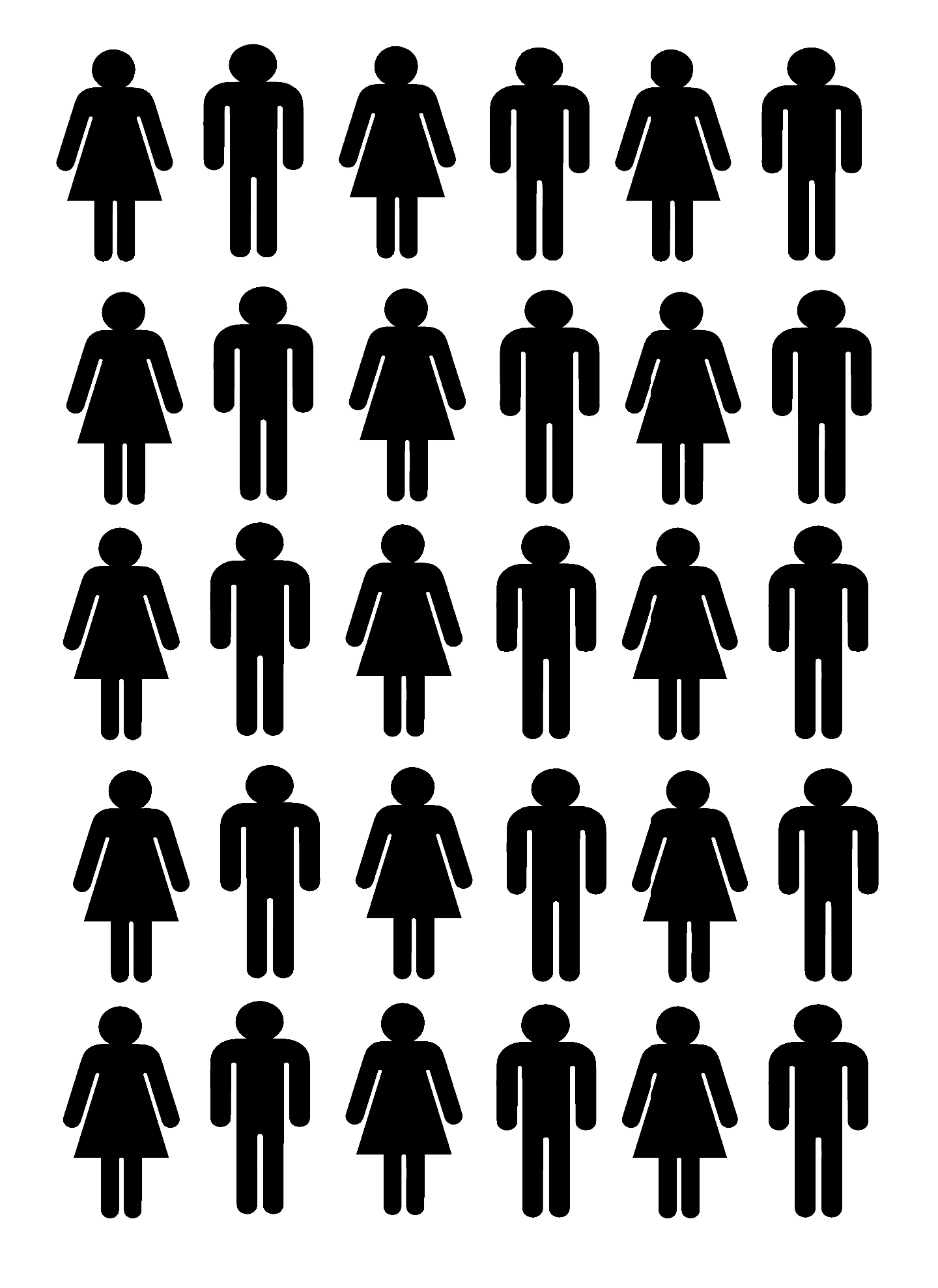 Bathroom Silhouette People Die-Cut Sticker Decals