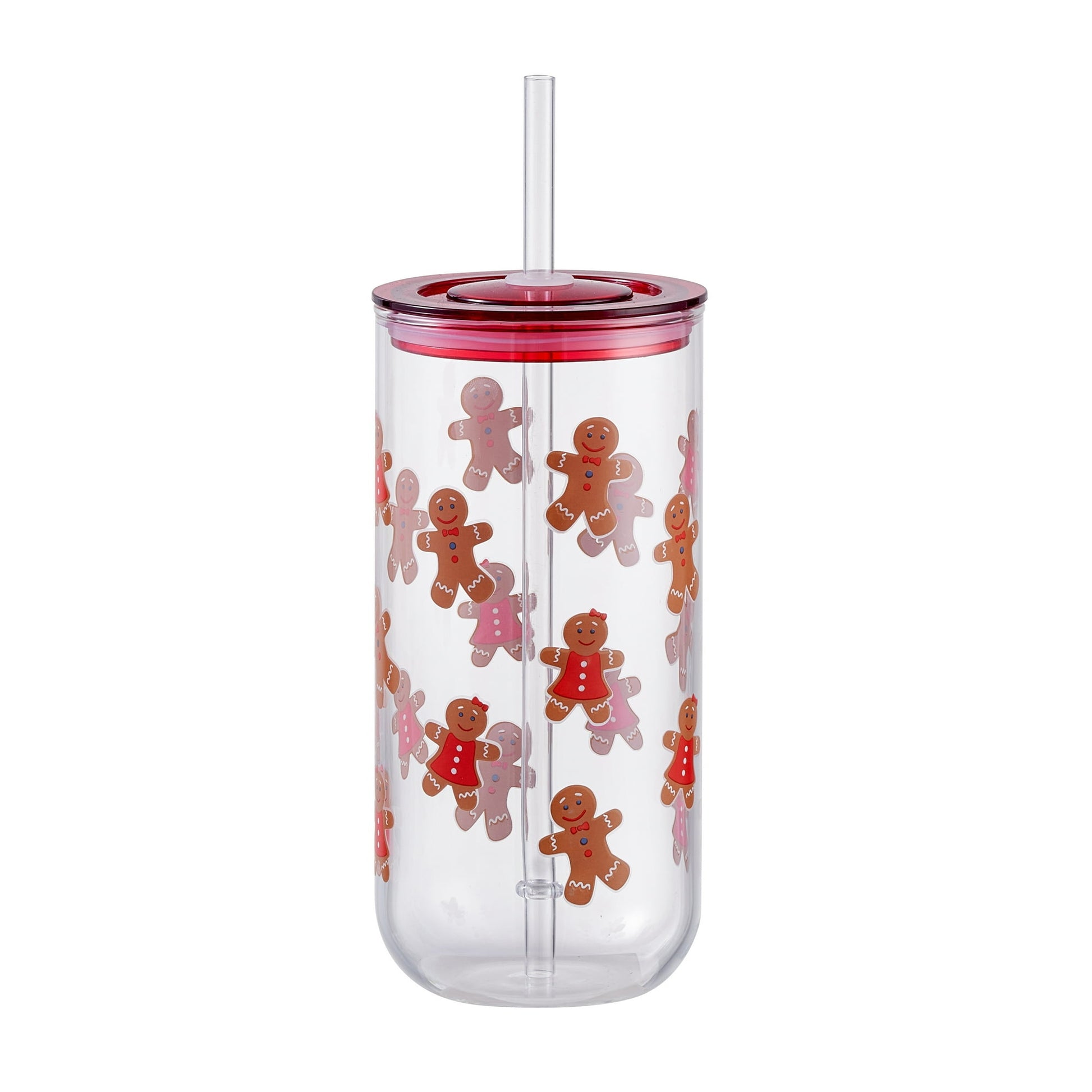 Glass Can Tumbler Gingerbread Man Gingerbread Woman