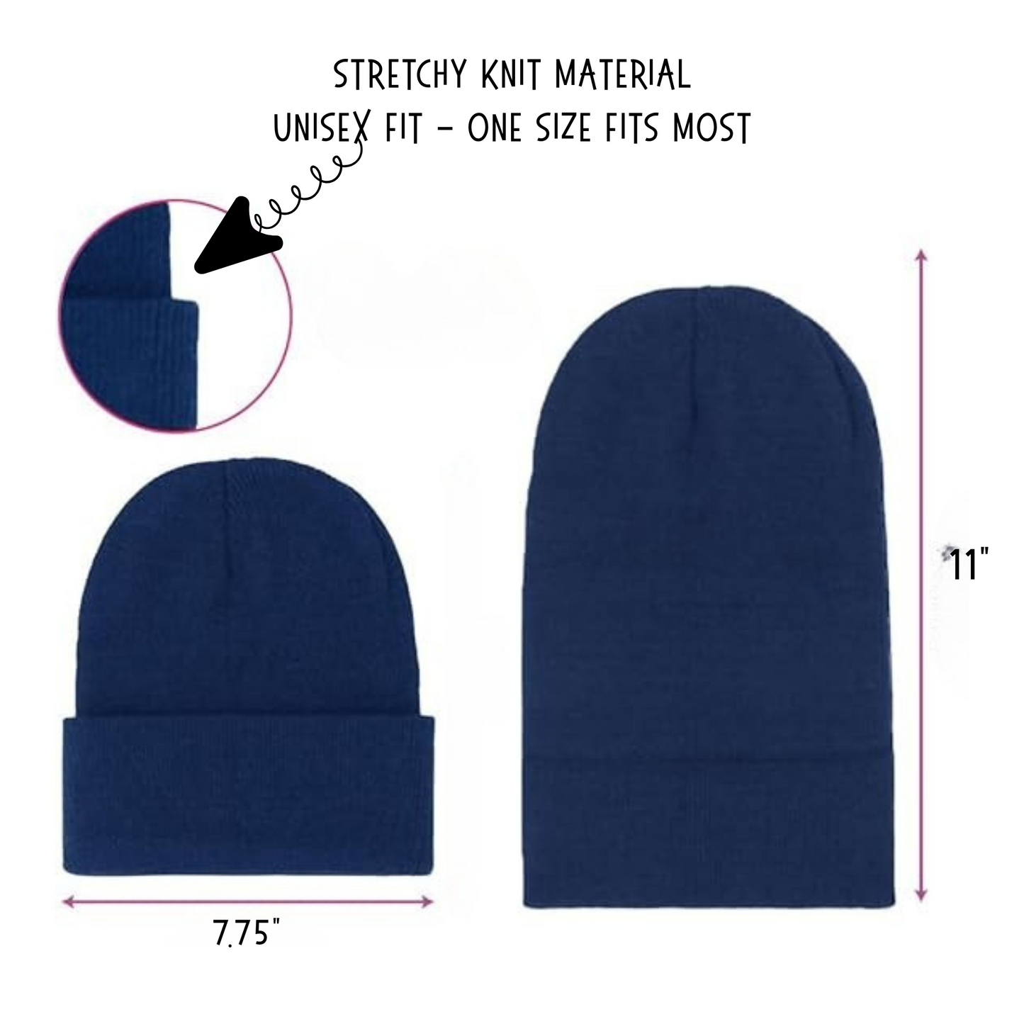 Knit Beanie With Personalized Engraved Leather Patch