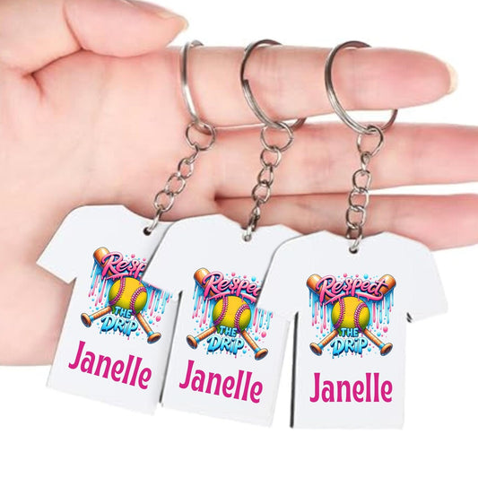 Softball Drip Player Jersey Keychain