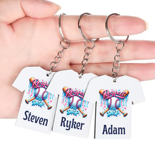 Baseball Drip Player Jersey Keychain