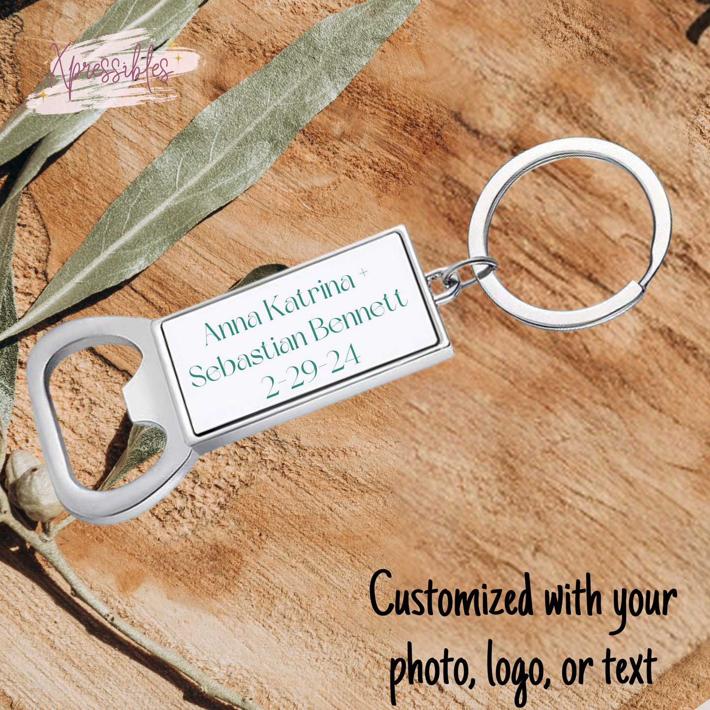 Personalized Wedding Favor Keychain Bottle Opener