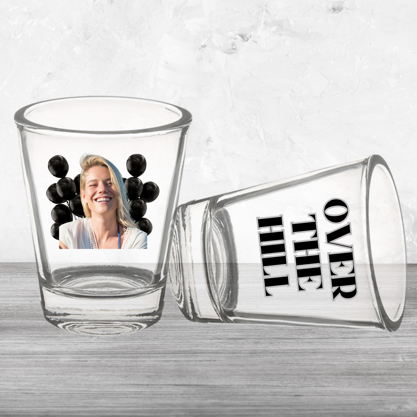 Over the Hill Birthday Photo Shot Glass Souvenir