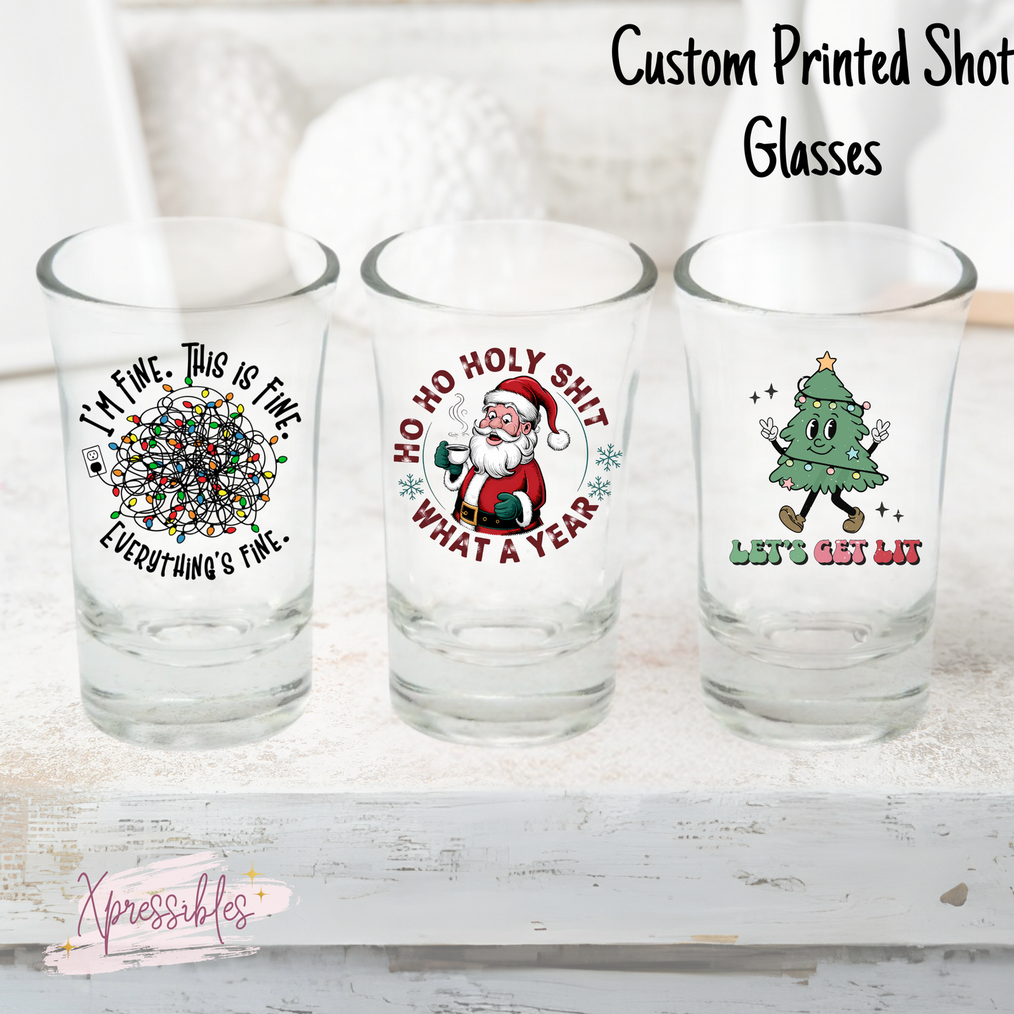 Funny Christmas Party Shot Glasses