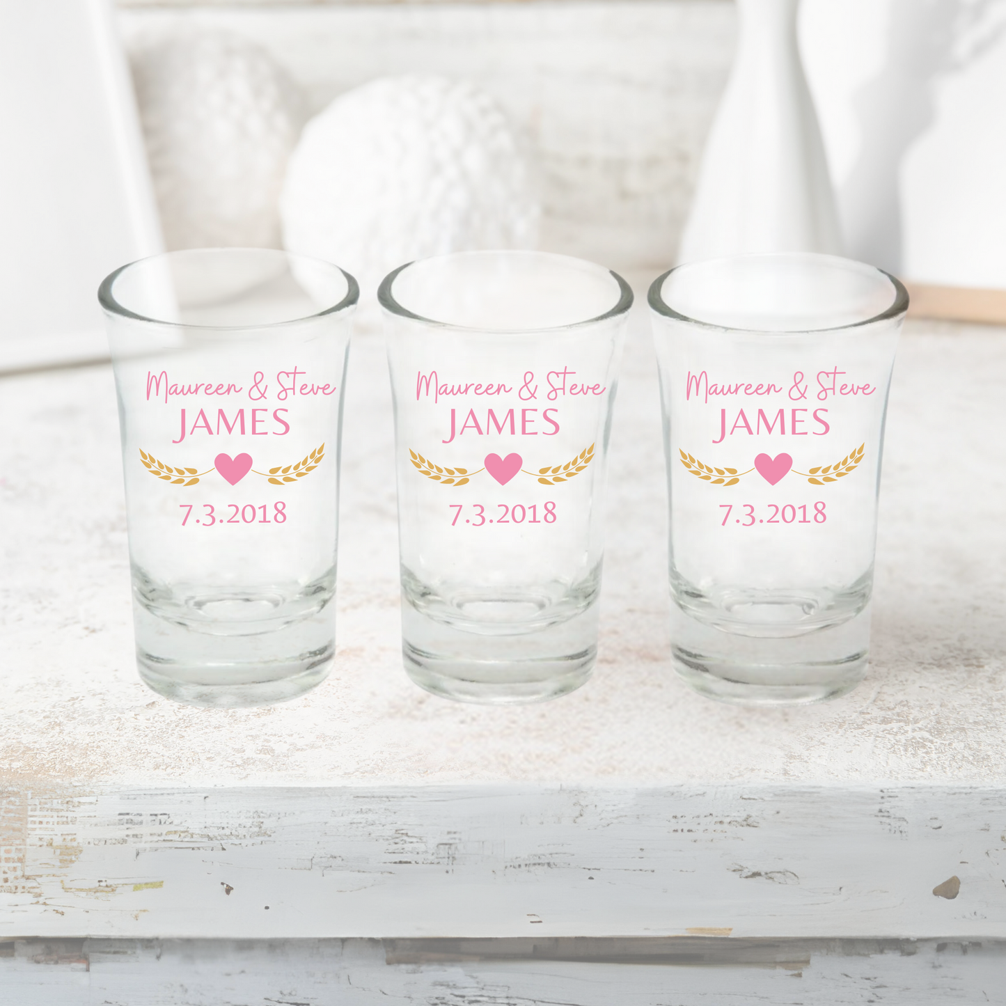Shot Glass Personalized Wedding Engagement Anniversary Souvenir