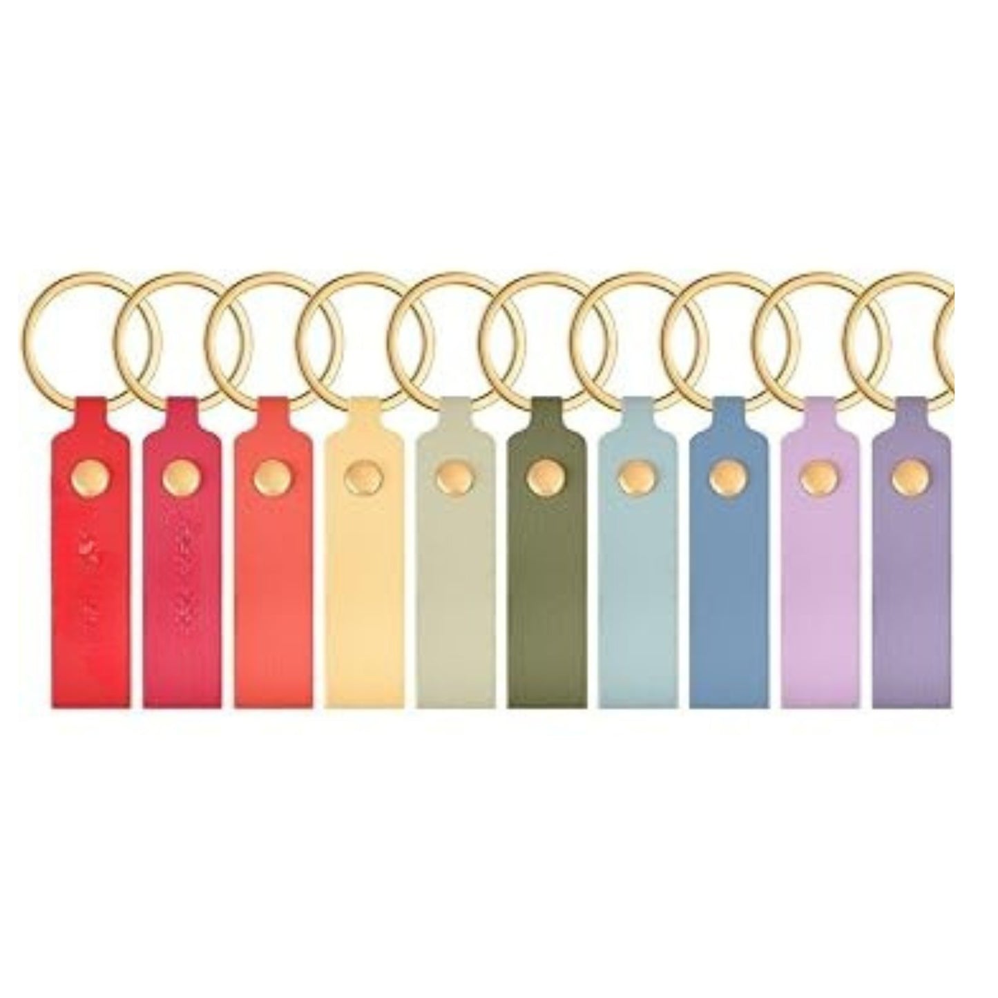 Engraved Leather Keychain Bright Rainbow Colors