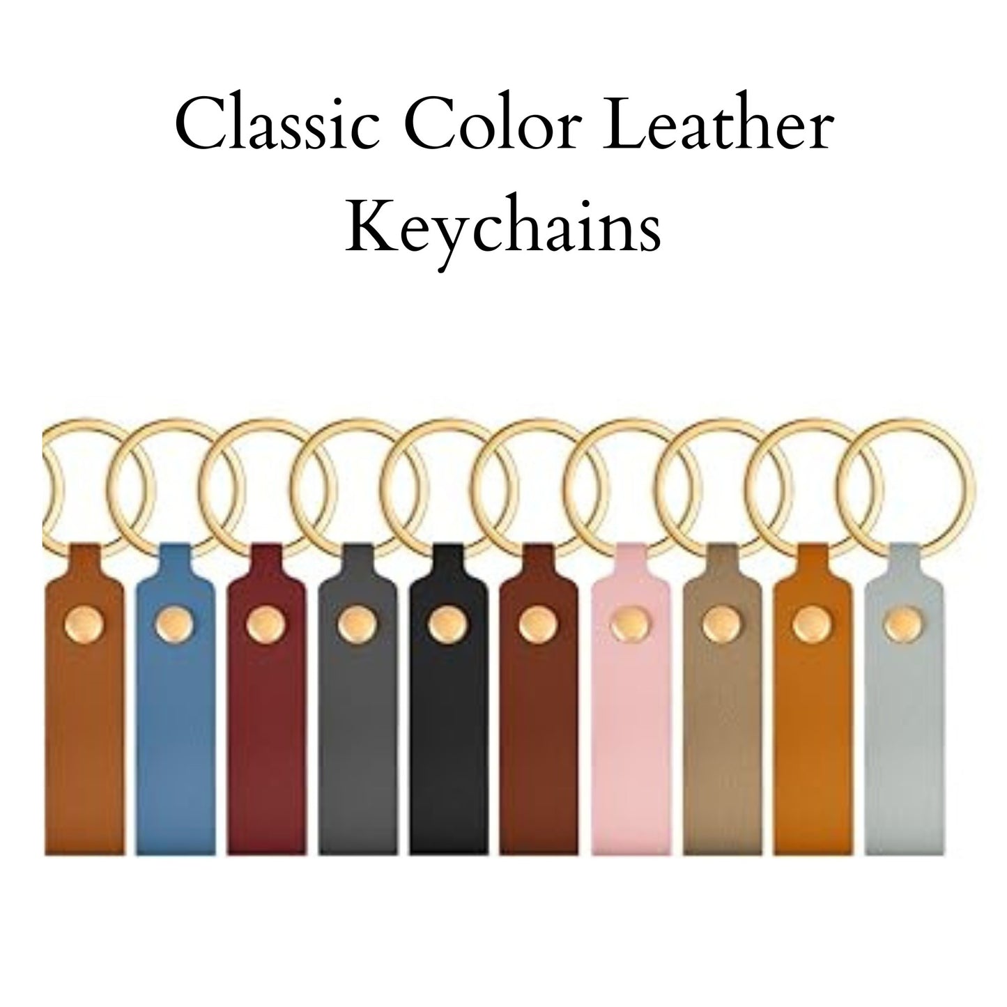 Engraved Leather Keychain Classic Colors