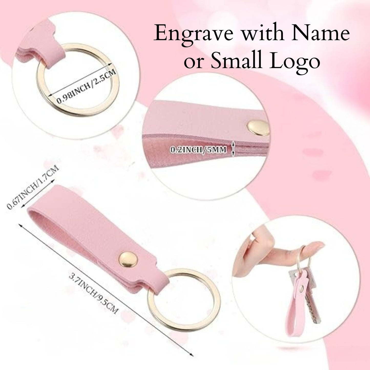Engraved Leather Keychain Blush Collection